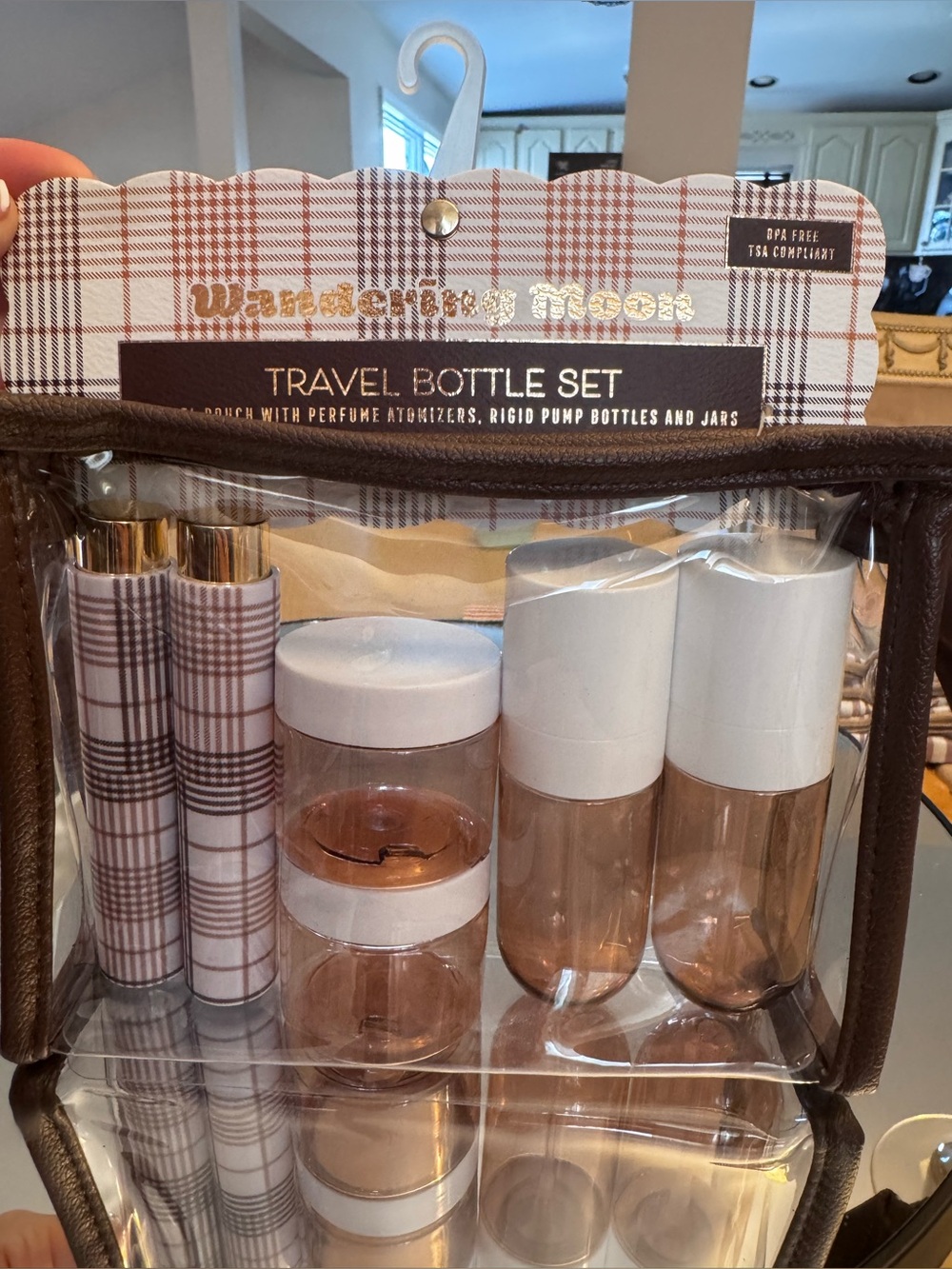 Travel Bottle Set - Pink Brown Plaid